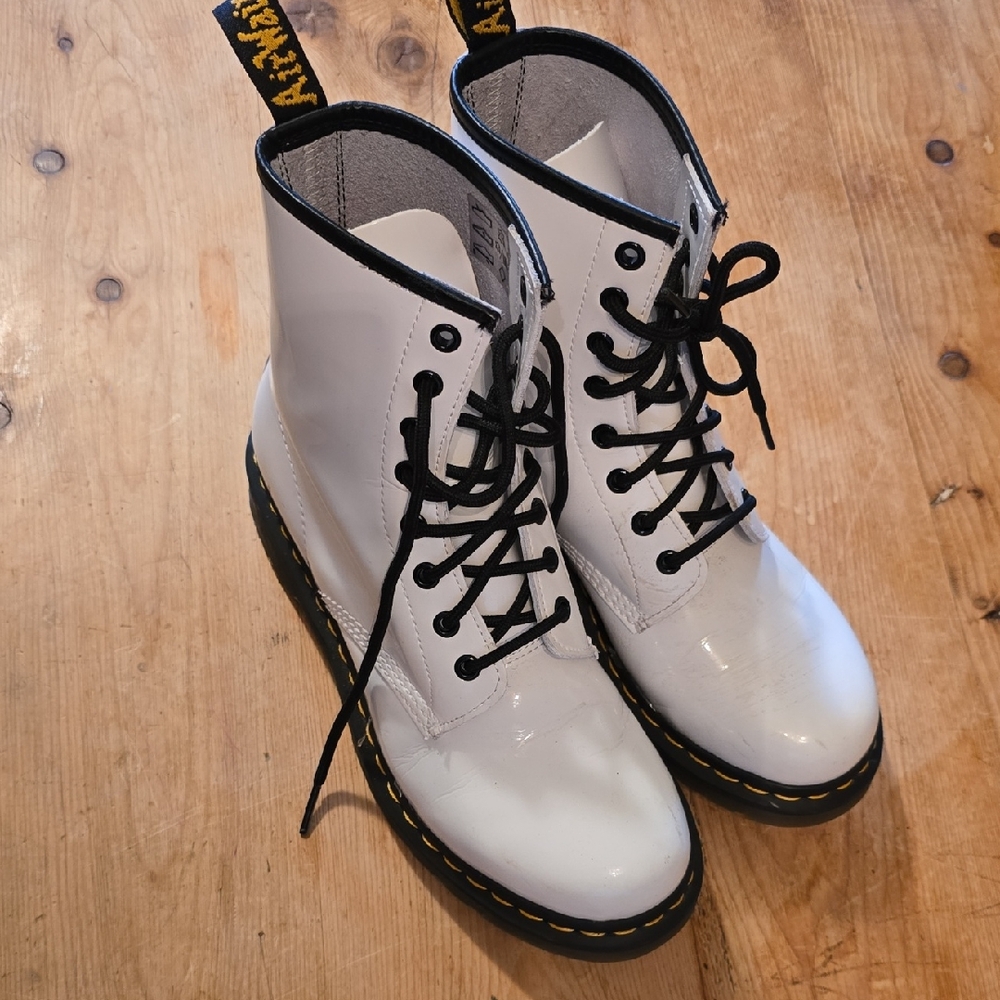 Dr. Martens Black and White Combat Boots 8-Eye Design